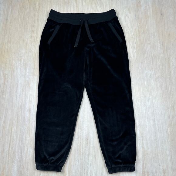 Athleta Black Cozy Karma Recover Jogger Y2K Velvety Lounge Pull On Pants Large - Picture 1 of 16